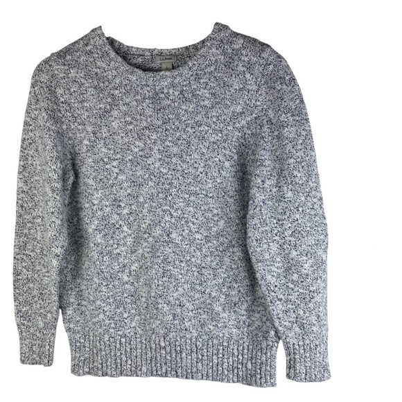 LL Bean Cotton Ragg Crew Neck Sweater Pullover Sz Large Petite LP Blue Classic - Picture 2 of 6